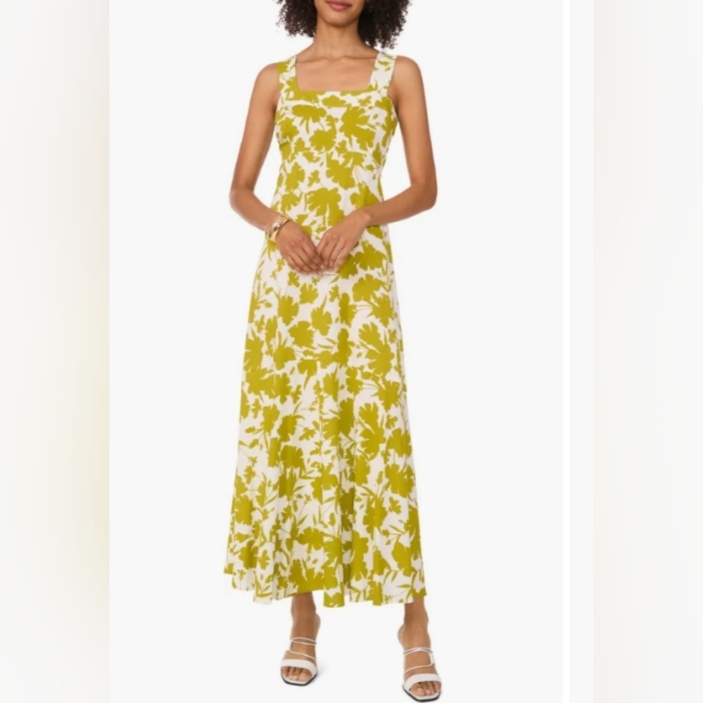 Vince Camuto Yellow and White Floral Maxi Dress